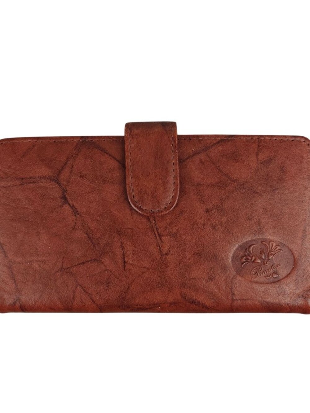 Vintage Buxton Genuine Leather Checkbook Wallet Snap Closure Brown Zipper ID